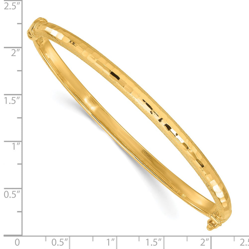 14K Yellow Gold Diamond-cut and Laser-cut Fancy Hinged Bangle Bracelet