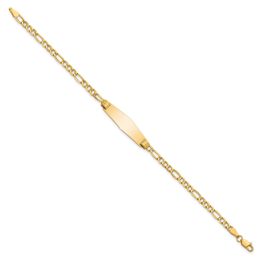 14k Yellow Gold Semi-solid Soft Diamond Shape Figaro Link ID Bracelet
