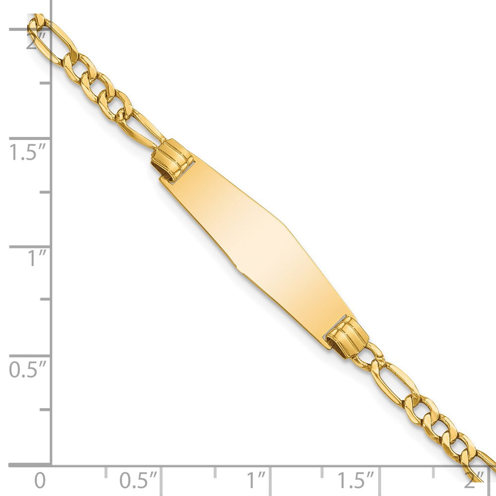 14k Yellow Gold Semi-solid Soft Diamond Shape Figaro Link ID Bracelet