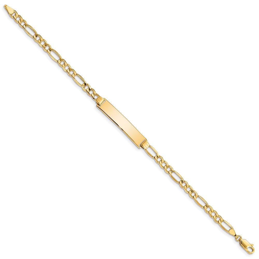14k Yellow Gold Semi-solid Figaro ID Bracelet