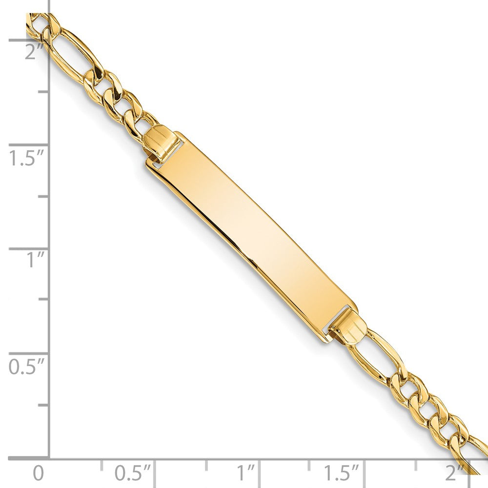 14k Yellow Gold Semi-solid Figaro ID Bracelet
