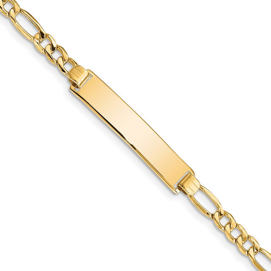 14k Yellow Gold Semi-solid Figaro ID Bracelet