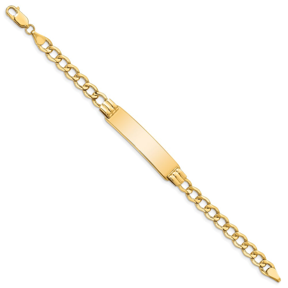 14k Yellow Gold Semi-Solid Curb Link ID Bracelet