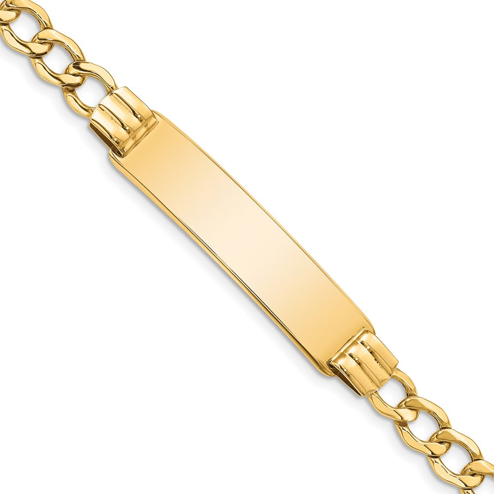 14k Yellow Gold Semi-Solid Curb Link ID Bracelet