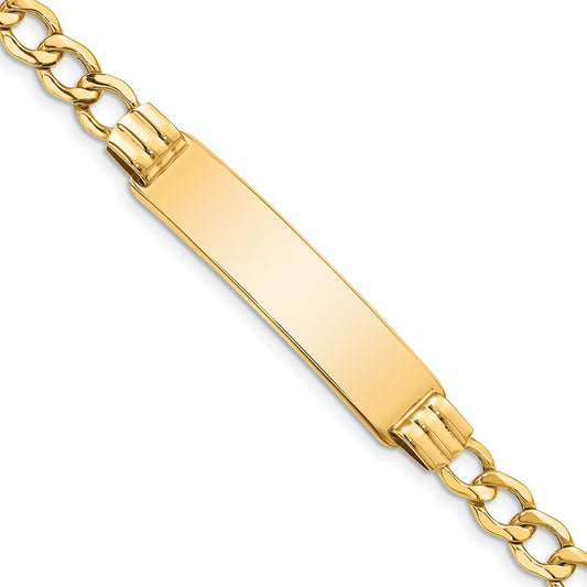 14k Yellow Gold Semi-Solid Curb Link ID Bracelet