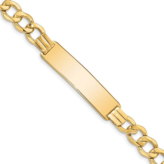 14k Semi-Solid Curb Link 9mm ID Bracelet