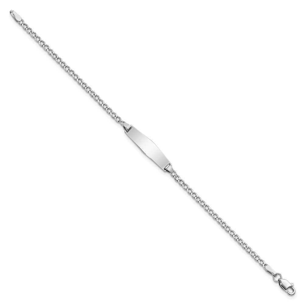 14k White Gold WG Semi-solid Soft Diamond Shape Cuban ID Bracelet