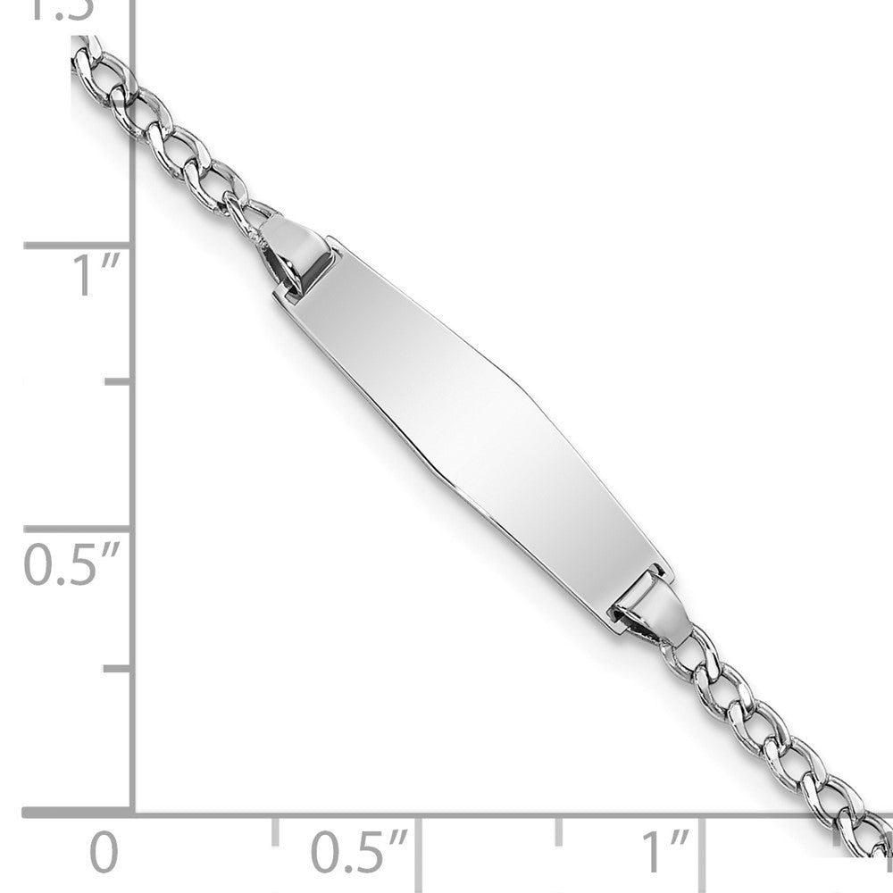 14k White Gold WG Semi-solid Soft Diamond Shape Cuban ID Bracelet
