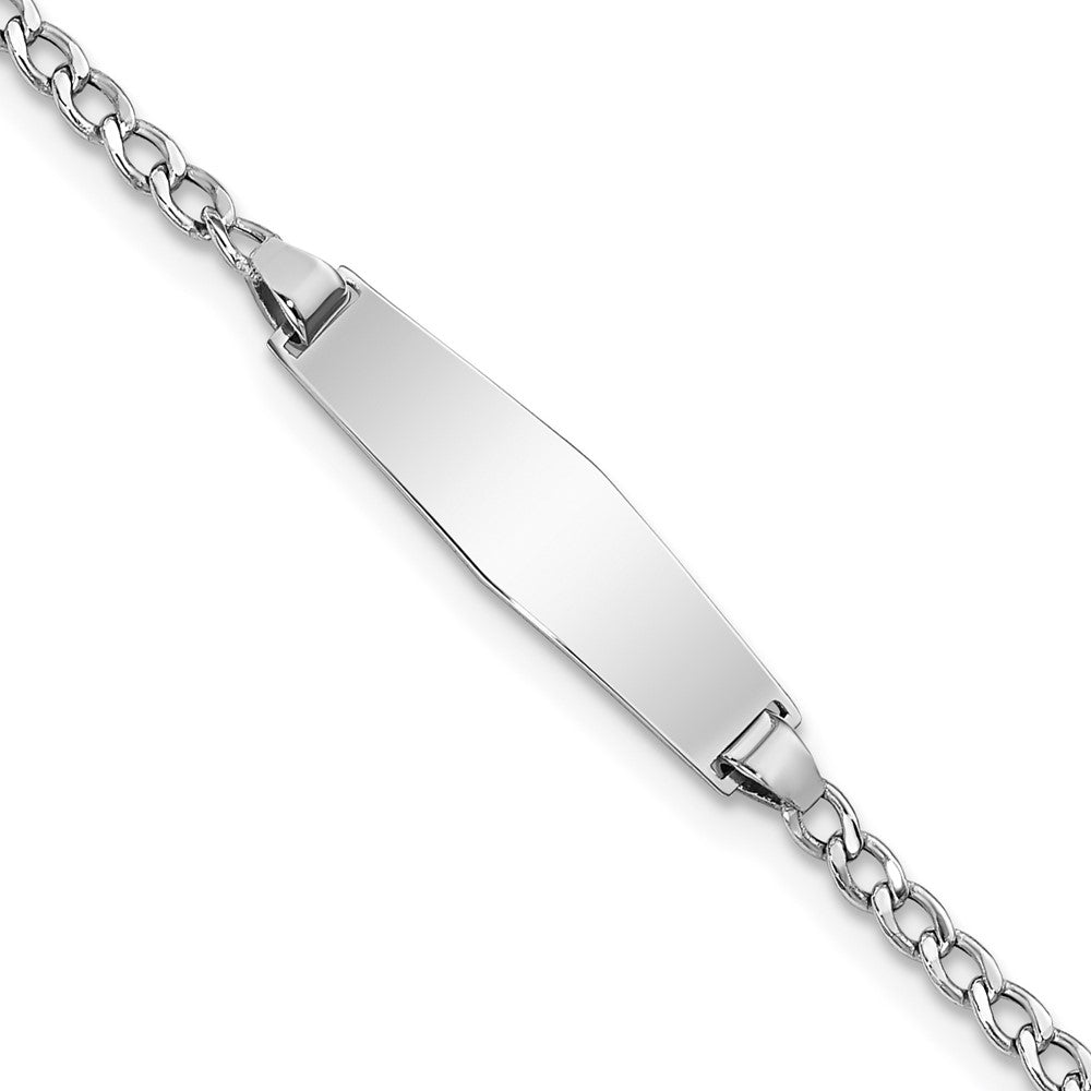 14k White Gold WG Semi-solid Soft Diamond Shape Cuban ID Bracelet