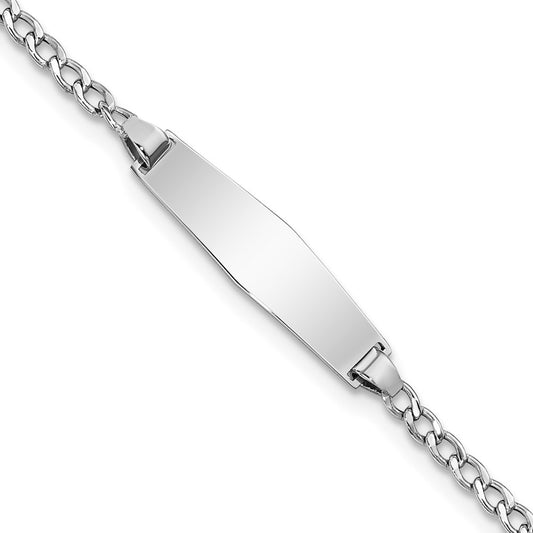 14k WG Semi-solid Soft Diamond Shape Cuban ID Bracelet