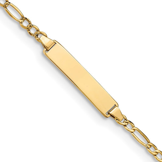 14k Semi-Solid Polished Figaro ID Bracelet