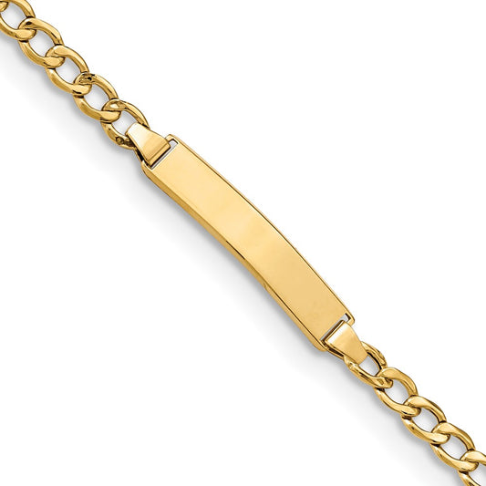 14k Semi-solid Cuban Link ID Bracelet