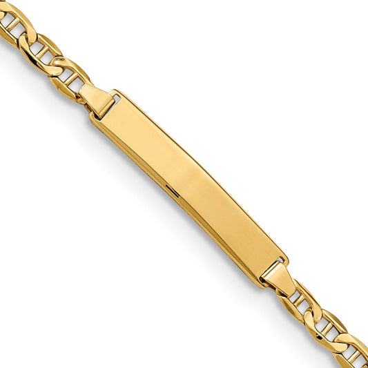 14k Semi-Solid Anchor Link ID Bracelet