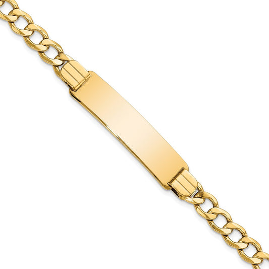 14k Semi-solid Curb Link ID Bracelet