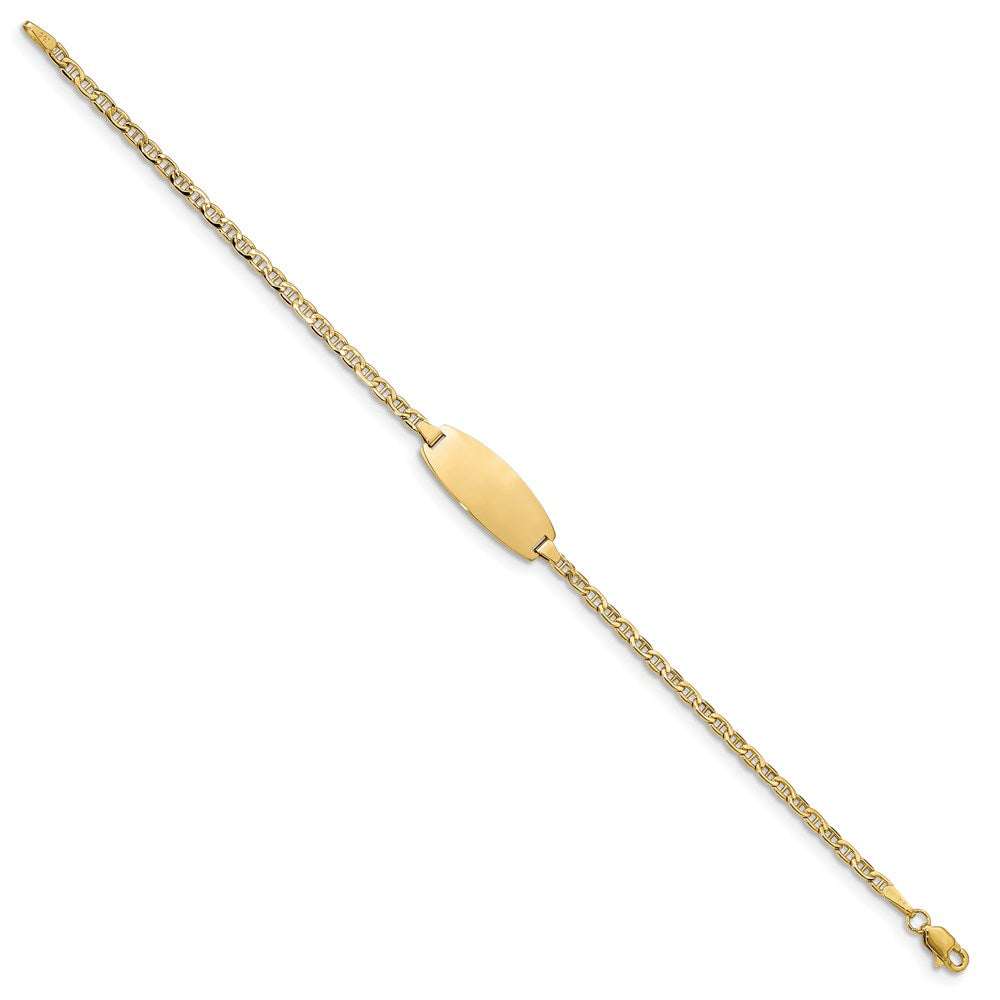 14k Yellow Gold Semi-Solid Oval Anchor ID Bracelet