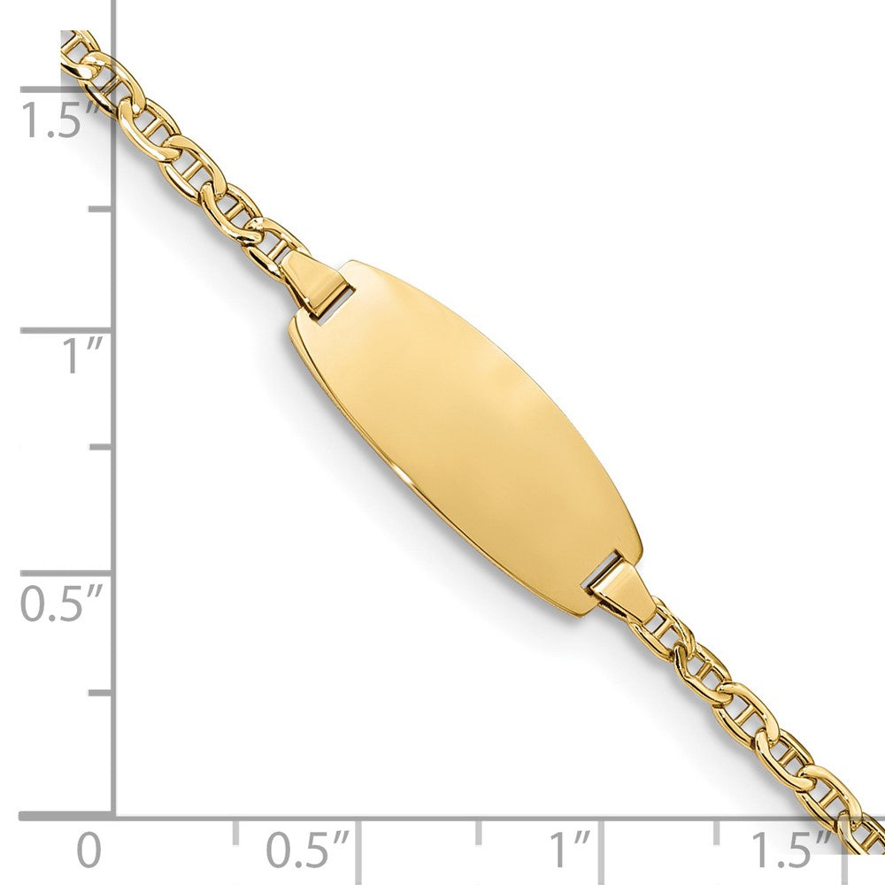 14k Yellow Gold Semi-Solid Oval Anchor ID Bracelet