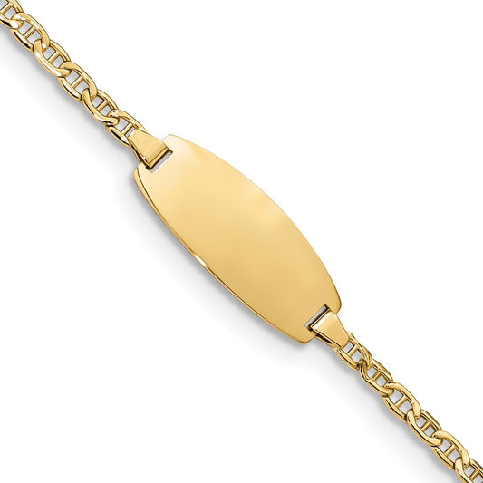 14k Yellow Gold Semi-Solid Oval Anchor ID Bracelet