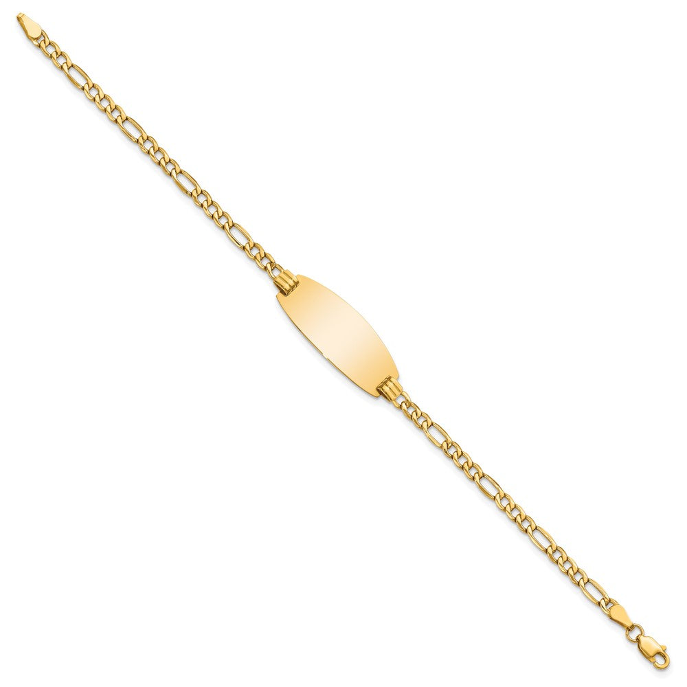 14k Yellow Gold Semi-Solid Oval ID Figaro Bracelet