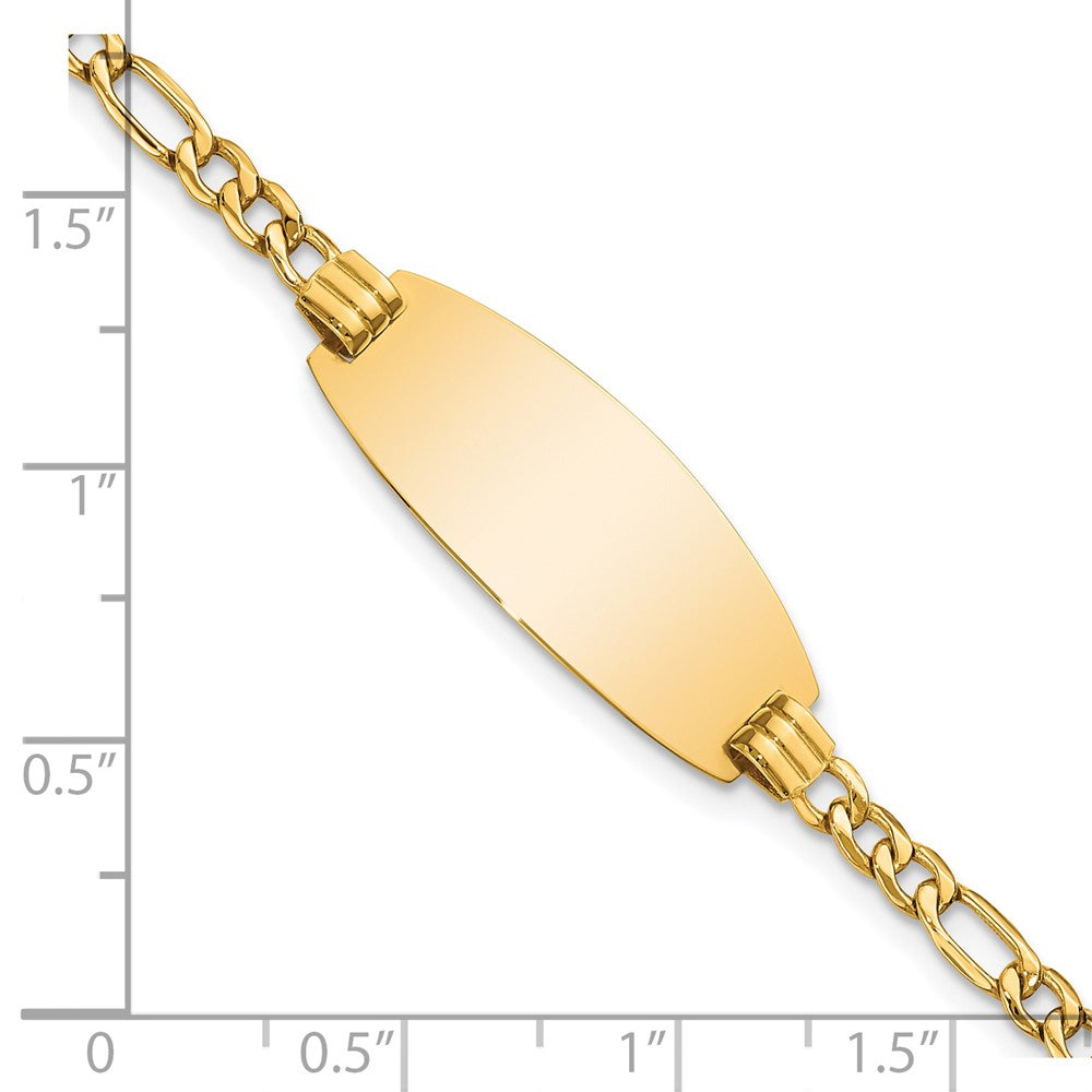 14k Yellow Gold Semi-Solid Oval ID Figaro Bracelet