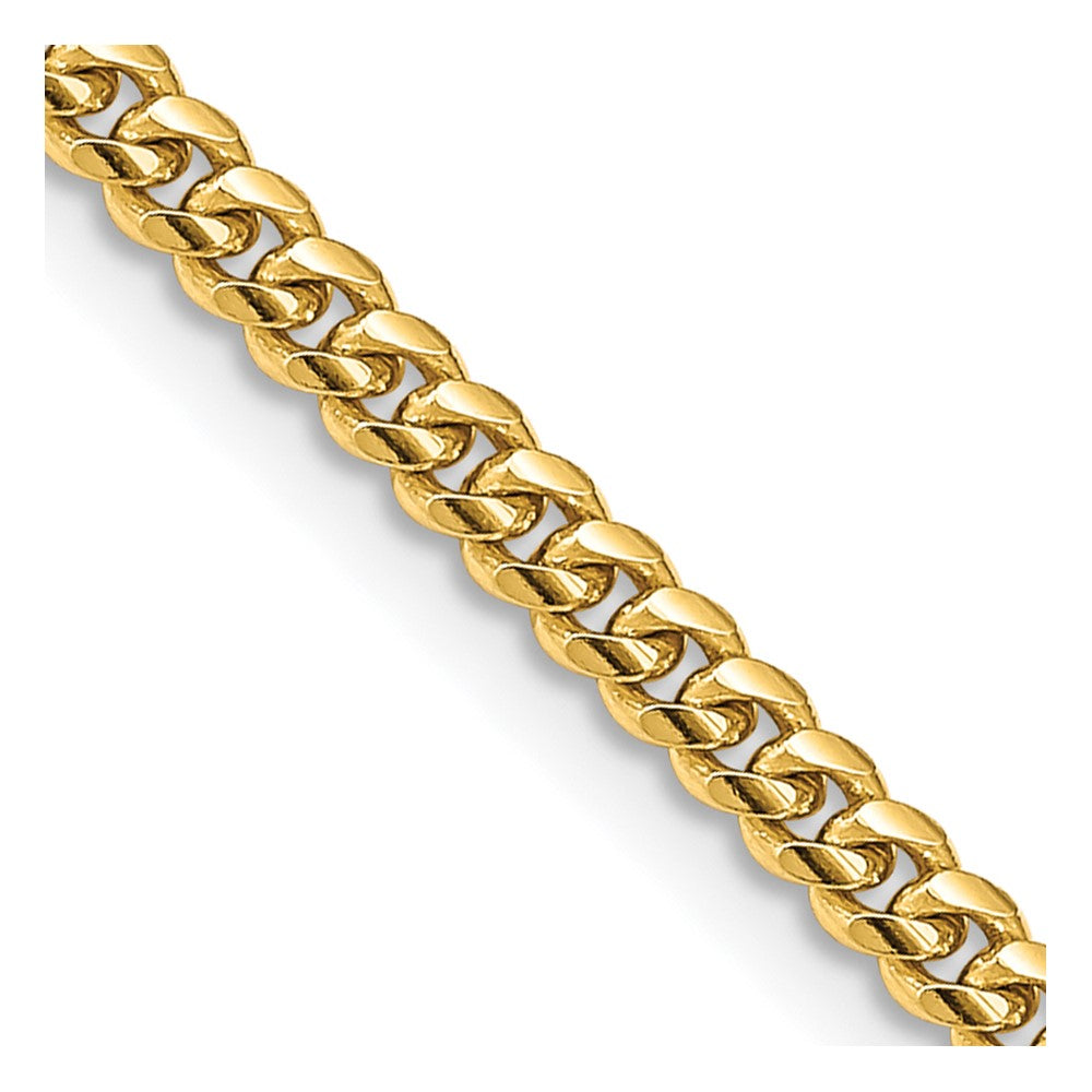 14K 22 inch 3.5mm Solid Miami Cuban Link with Lobster Clasp Chain