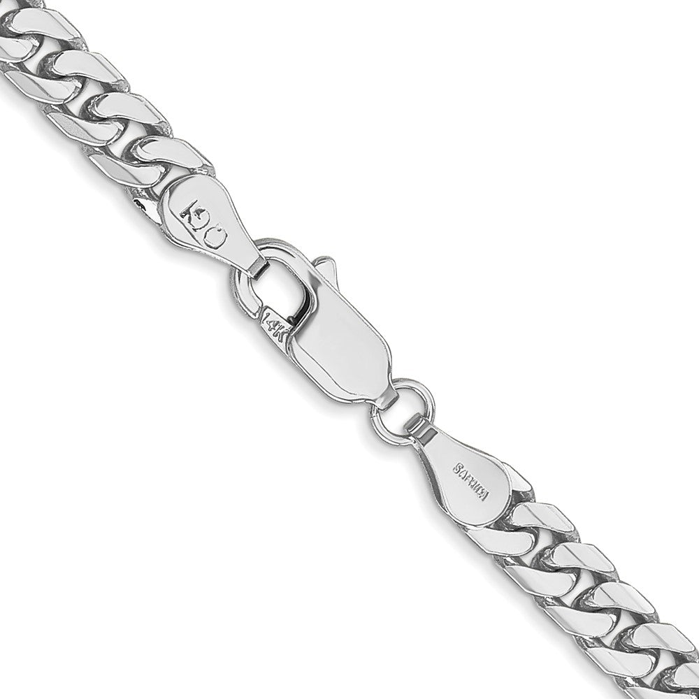 14K White Gold 24 inch 4.3mm Solid Miami Cuban Link with Lobster Clasp Chain