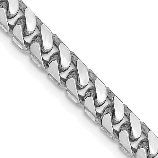 14K White Gold 18 inch 4.3mm Solid Miami Cuban Link with Lobster Clasp Chain
