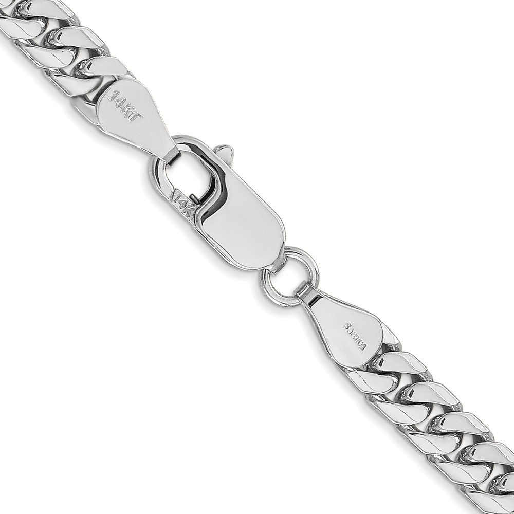 14K White Gold 28 inch 5mm Solid Miami Cuban Link with Lobster Clasp Chain