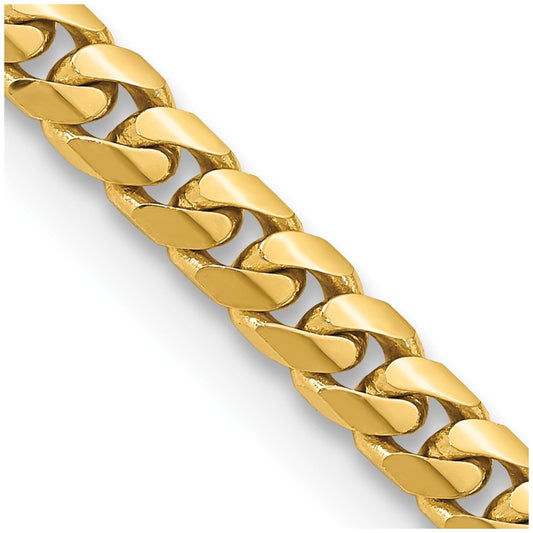 14K 20 inch 5mm Solid Miami Cuban Link with Lobster Clasp Chain