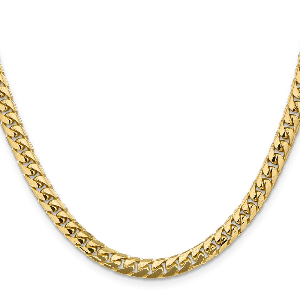 14K 28 inch 5.5mm Solid Miami Cuban Link with Lobster Clasp Chain