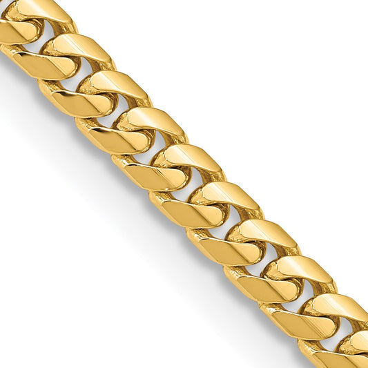 14K 22 inch 5.5mm Solid Miami Cuban Link with Lobster Clasp Chain