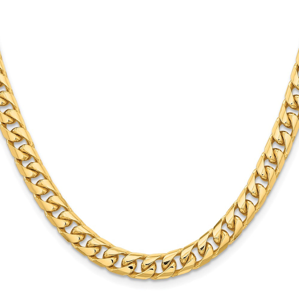 14K 26 inch 6.75mm Solid Miami Cuban Link with Lobster Clasp Chain