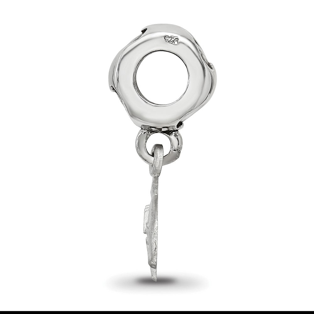 Sterling Silver RH-plated Delta Delta Delta Dolphin On Heart Bead