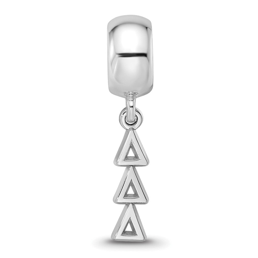 Sterling Silver RH-plated Delta Delta Delta Vertical Letters on Bea