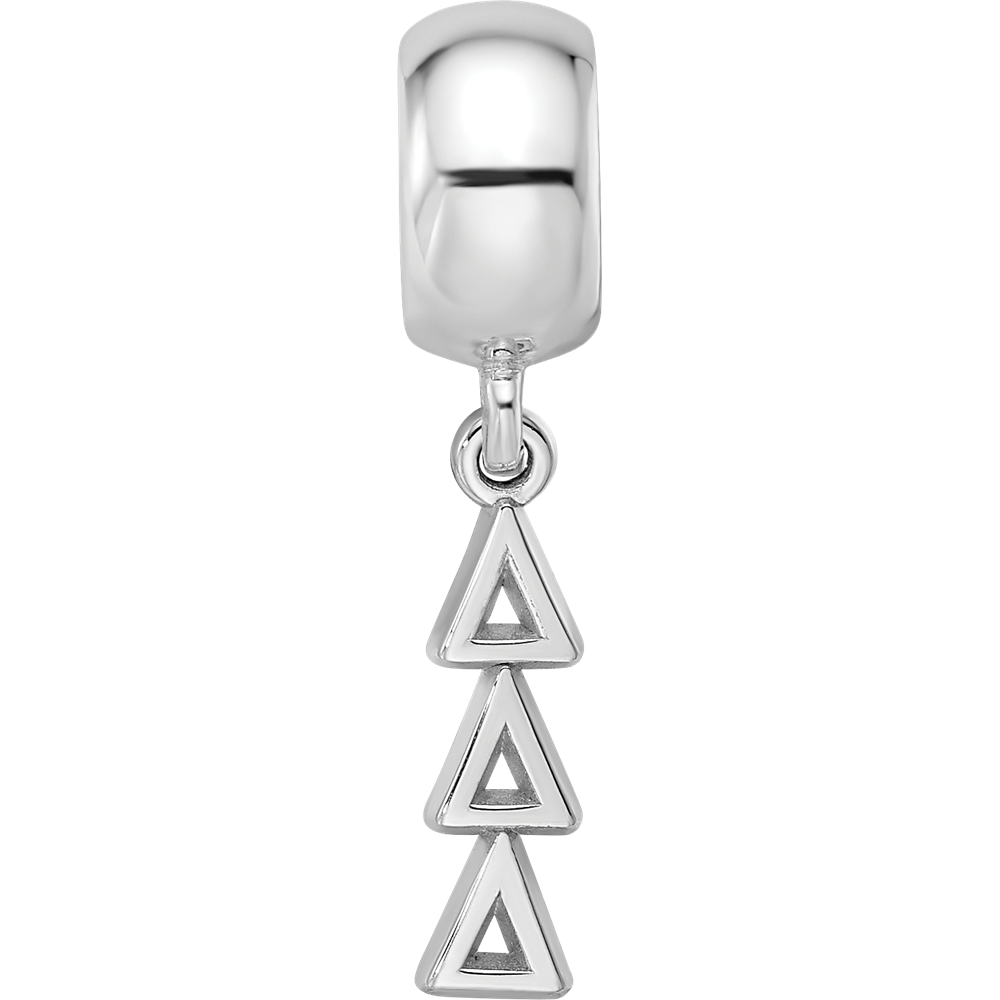 Sterling Silver RH-plated Delta Delta Delta Vertical Letters on Bea