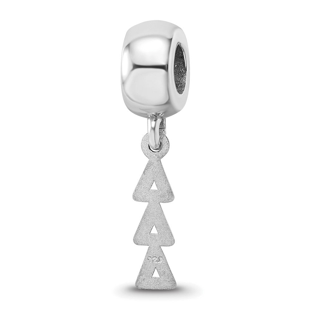 Sterling Silver RH-plated Delta Delta Delta Vertical Letters on Bea