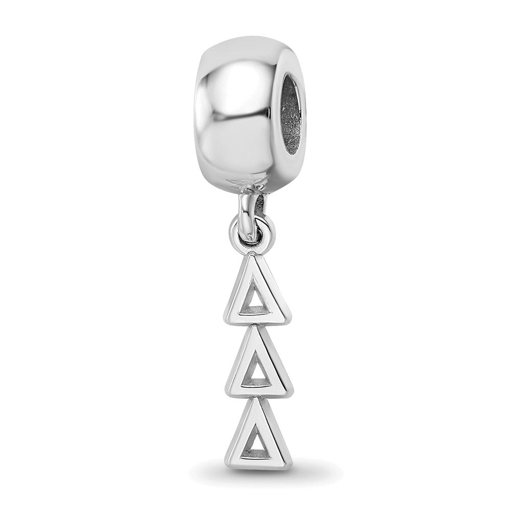 Sterling Silver RH-plated Delta Delta Delta Vertical Letters on Bea