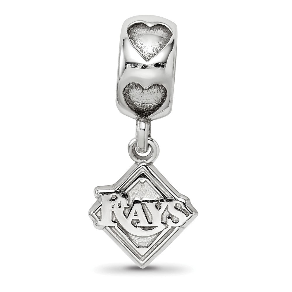 Sterling Silver RH-plate Tampa Bay Rays RAYS Logo on Heart Bead