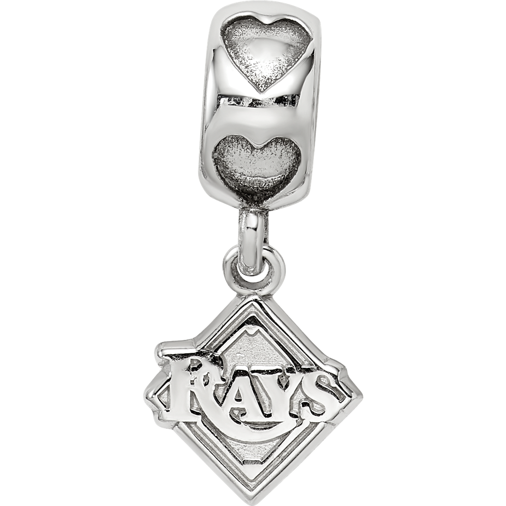 Sterling Silver RH-plate Tampa Bay Rays RAYS Logo on Heart Bead