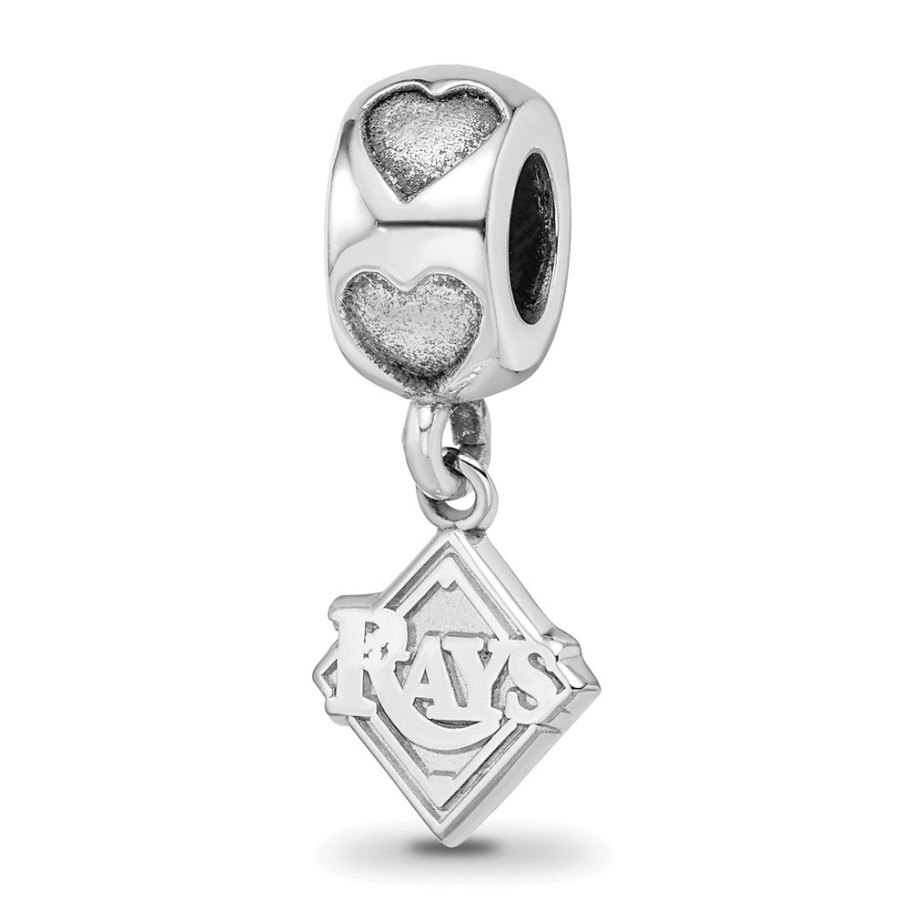 Sterling Silver RH-plate Tampa Bay Rays RAYS Logo on Heart Bead