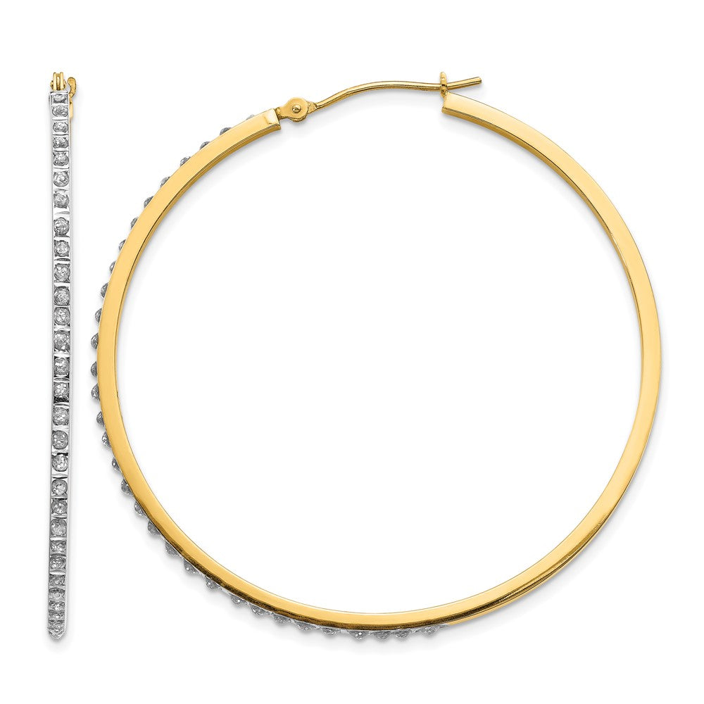 14k Diamond Fascination Large Round Hinged Hoop Earrings