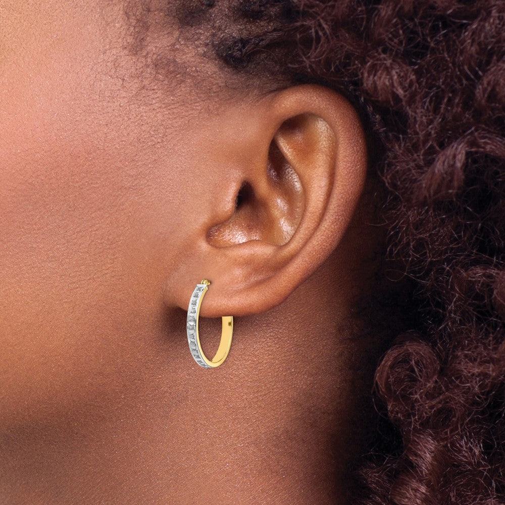14k Diamond Fascination Round Hinged Hoop Earrings