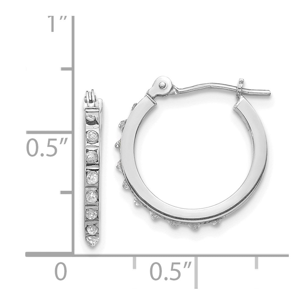 14k White Gold Diamond Fascination Hinged Hoop Earrings