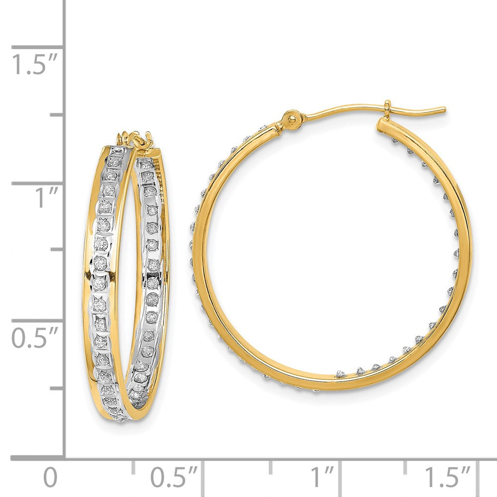 14K Diamond Fascination In/Out Hoop Earrings