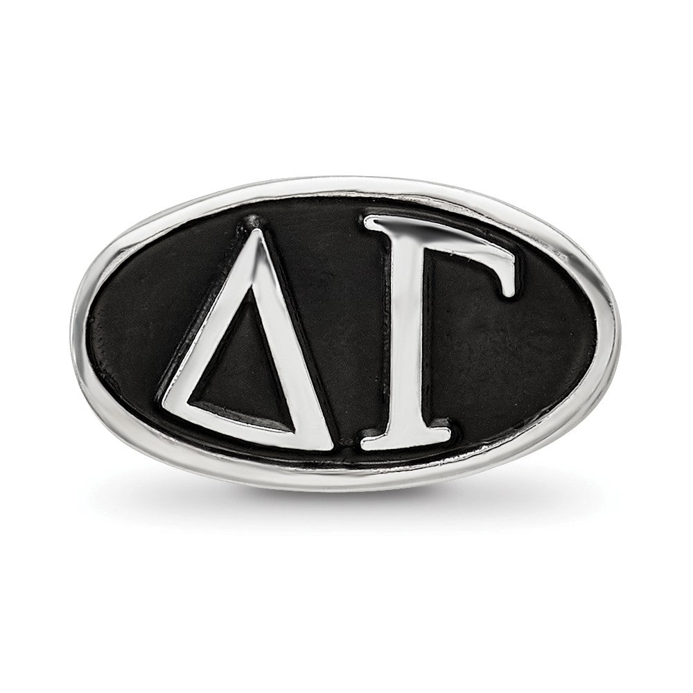 Sterling Silver Delta Gama Sorority Greek Letters Enameled Oval Bead