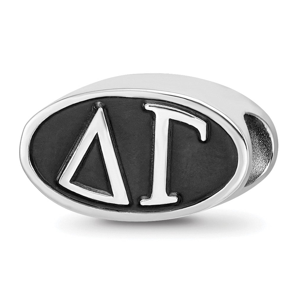 Sterling Silver Delta Gama Sorority Greek Letters Enameled Oval Bead