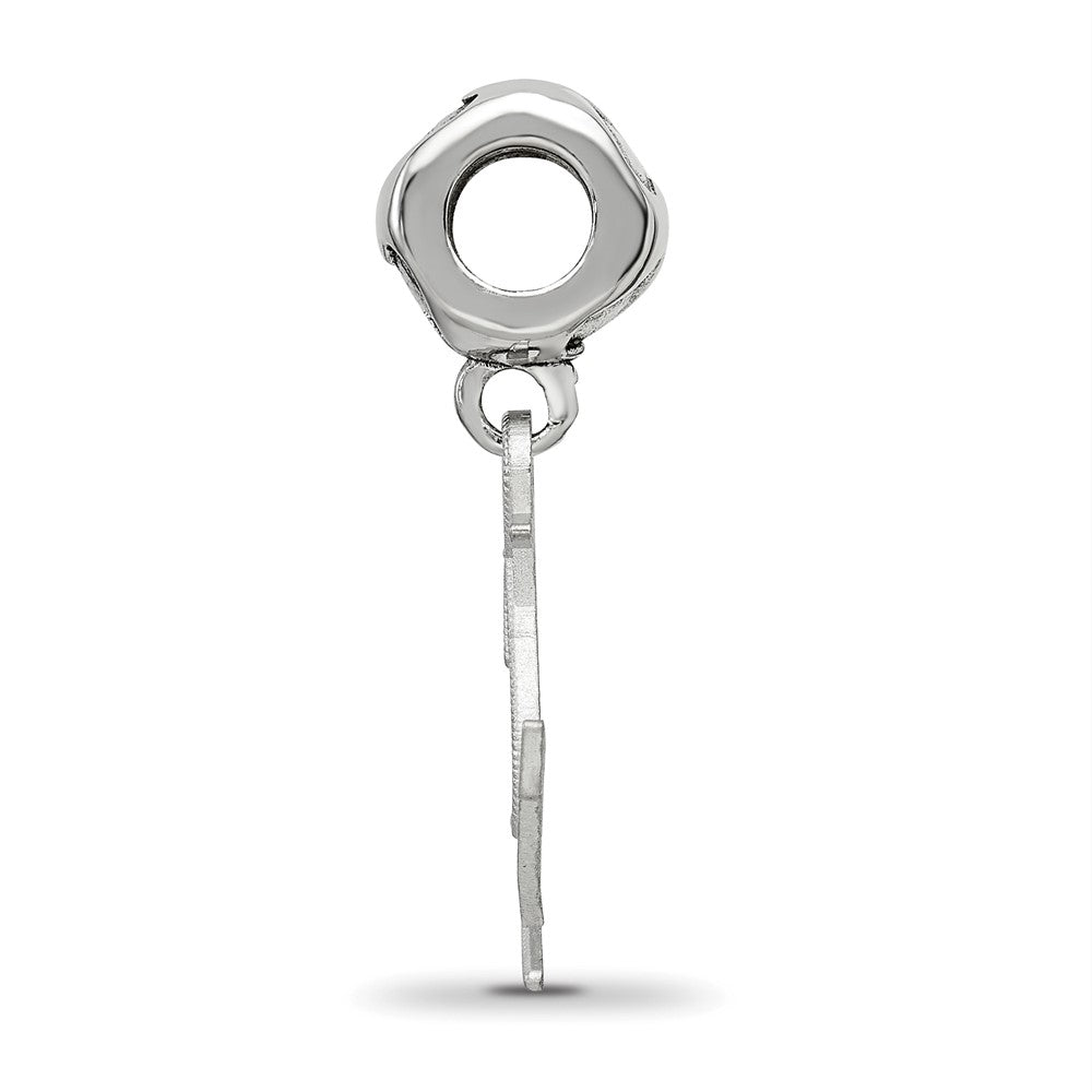 Sterling Silver Rhodium-plated Delta Gamma Anchor on Heart Bead