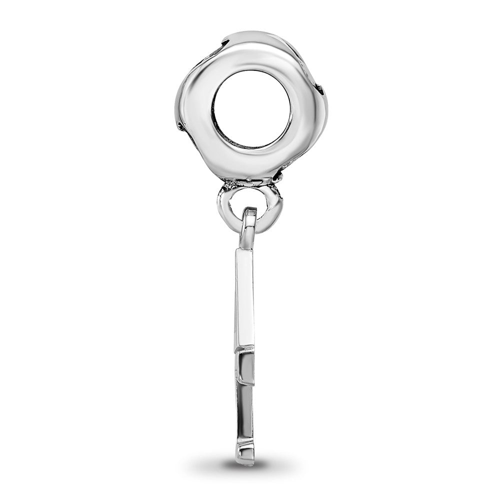 Sterling Silver Rhodium-plated Delta Gamma Vertical Letter on Heart