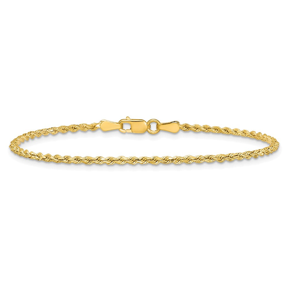 14K 8 inch 2mm Semi Solid Diamond-cut Rope with Lobster Clasp Chain