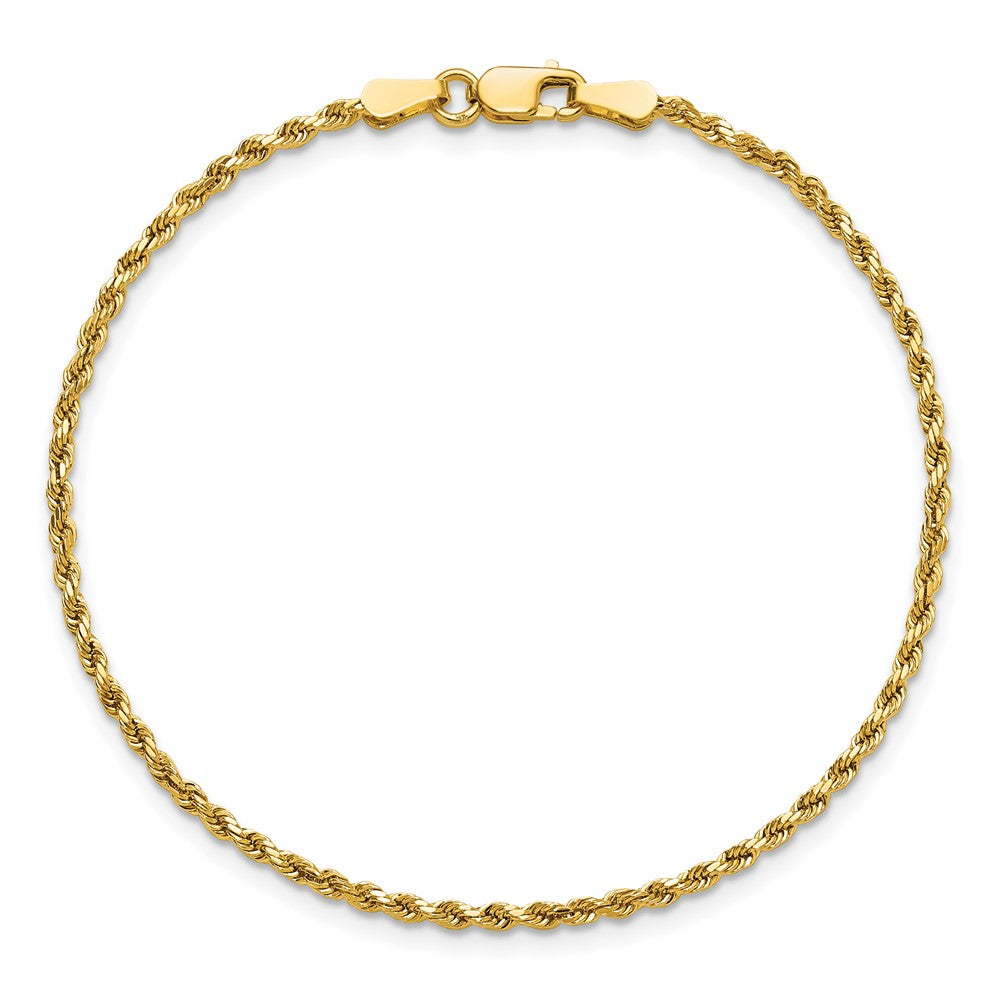 14K 8 inch 2mm Semi Solid Diamond-cut Rope with Lobster Clasp Chain