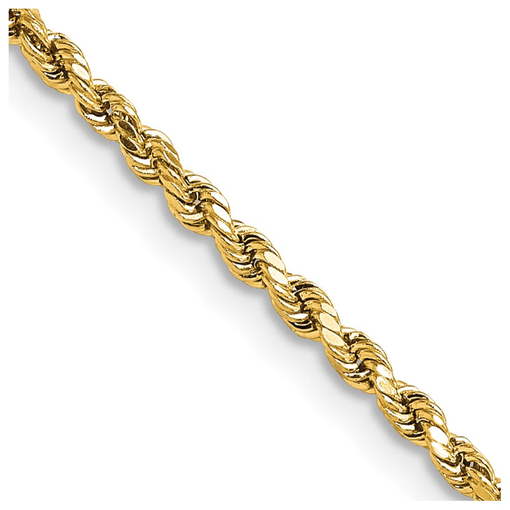 14K 22 inch 2.25mm Semi Solid Diamond-cut Rope with Lobster Clasp Chain
